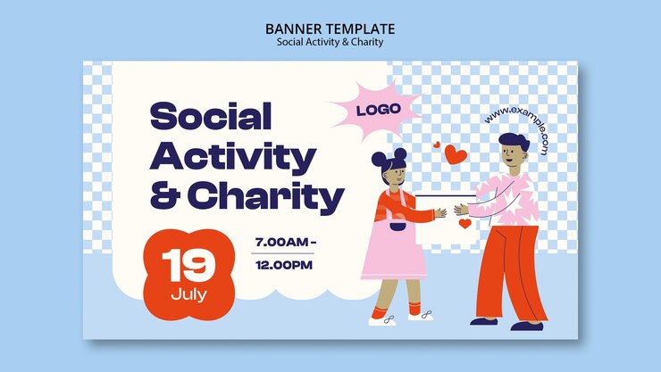 PSD gratuit modèle de bannière d'activité sociale et de charité