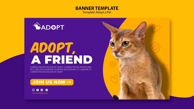 PSD gratuit modèle de bannière avec adopter le style animal de compagnie