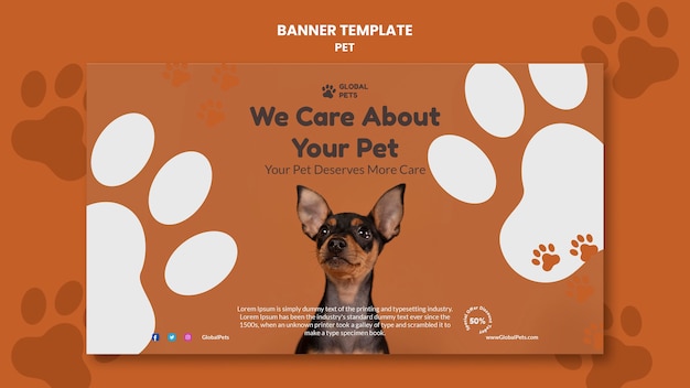 PSD gratuit modèle de bannière d'adoption d'animaux de compagnie design plat