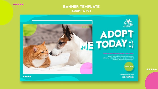 PSD gratuit modèle de bannière d'adoption d'animaux