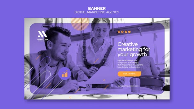 Modèle de bannière d'agence de marketing numérique