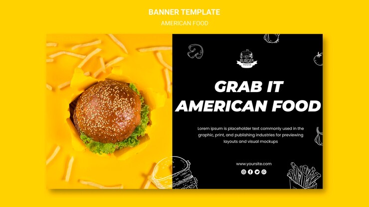 PSD gratuit modèle de bannière alimentaire américaine