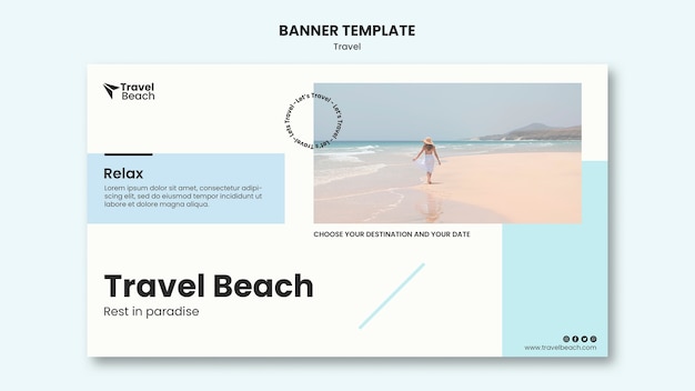 Modèle de bannière d'amusement de plage de voyage