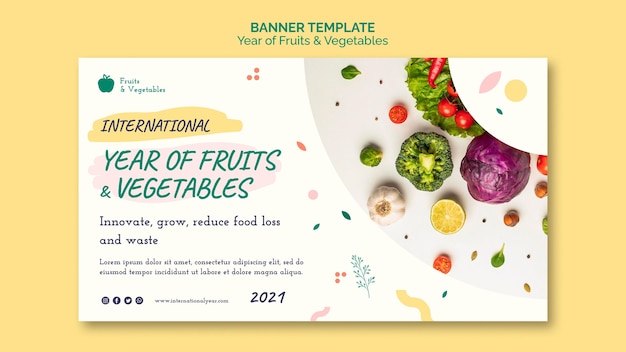 PSD gratuit modèle de bannière de l'année des fruits et légumes