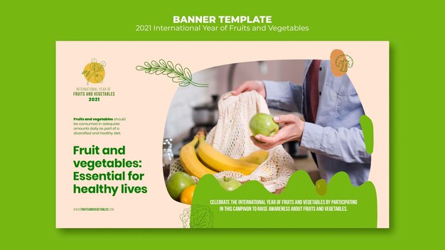 Modèle de bannière année fruits et légumes