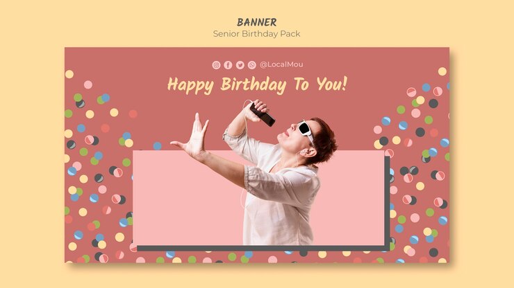 PSD gratuit modèle de bannière d'anniversaire senior