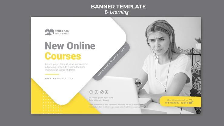 PSD gratuit modèle de bannière d'apprentissage en ligne