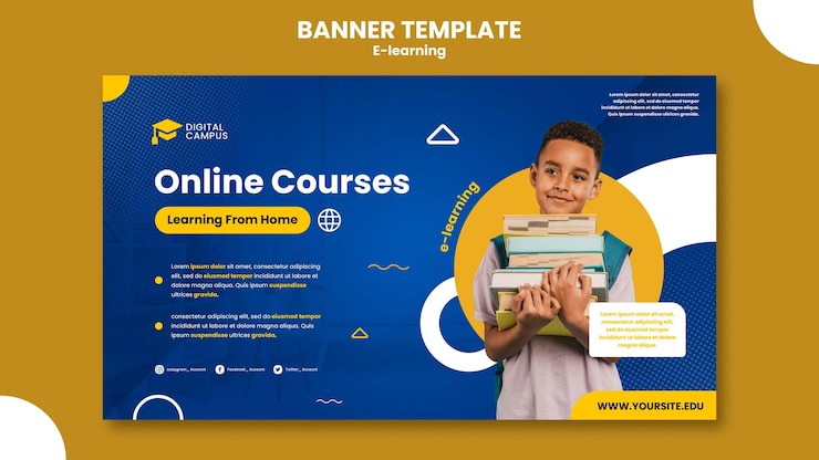 PSD gratuit modèle de bannière d'apprentissage en ligne