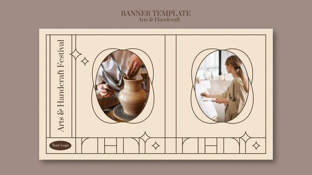 Modèle de bannière d'arts et d'artisanat dessinés à la main