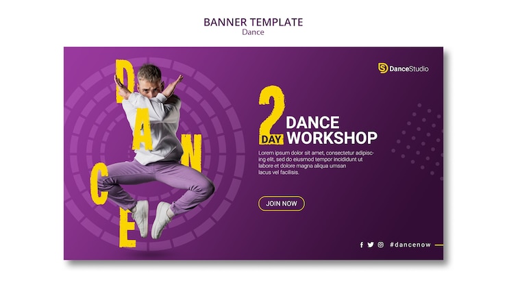 PSD gratuit modèle de bannière d'atelier de danse