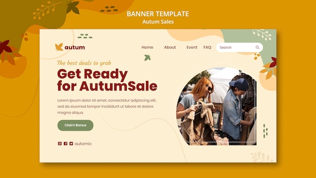 PSD gratuit modèle de bannière automne design plat