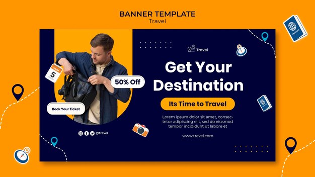 Modèle de bannière d'aventure de voyage
