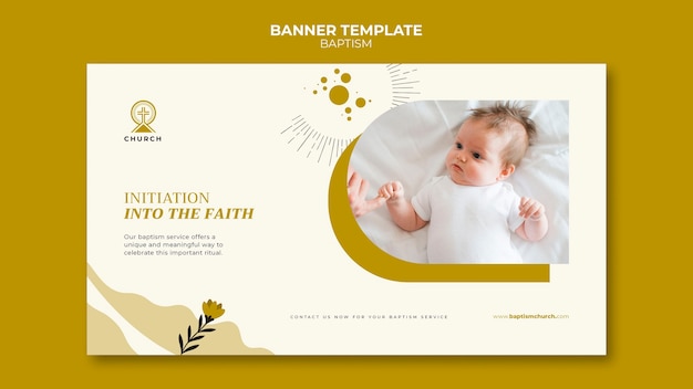 PSD gratuit modèle de bannière de baptême design plat