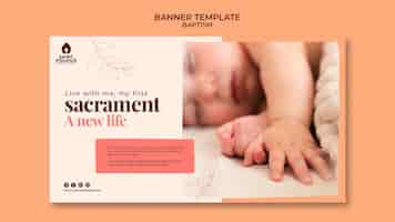 PSD gratuit modèle de bannière de baptême design plat