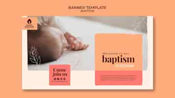 PSD gratuit modèle de bannière de baptême design plat