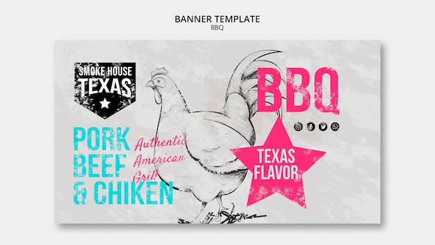 Modèle de bannière barbecue avec poulet
