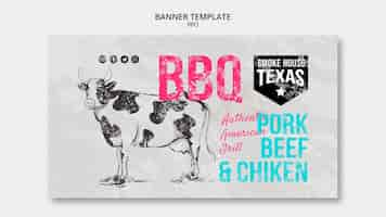 PSD gratuit modèle de bannière barbecue smoke house texas