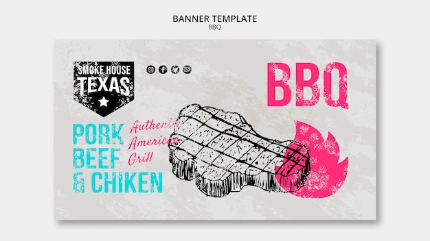 Modèle de bannière barbecue avec steak