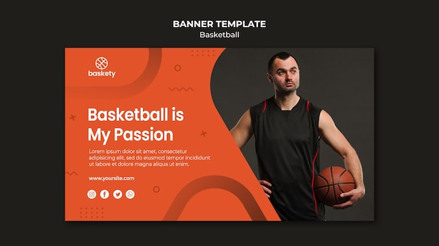 PSD gratuit modèle de bannière de basket-ball