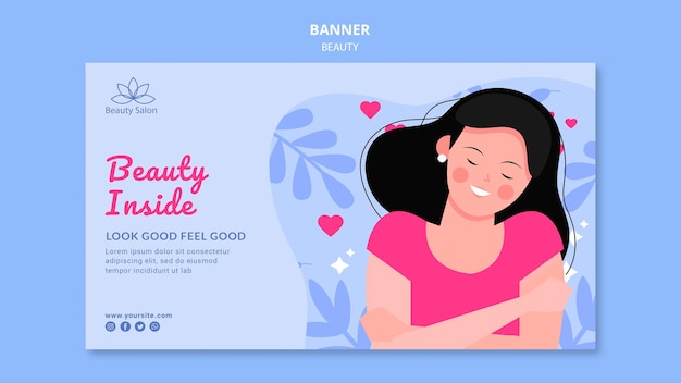 PSD gratuit modèle de bannière de beauté illustré