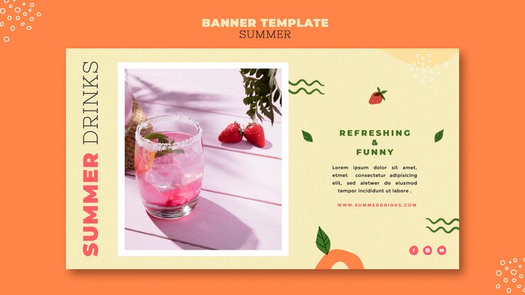 PSD gratuit modèle de bannière de boissons d'été