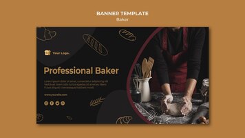 PSD gratuit modèle de bannière de boulanger professionnel