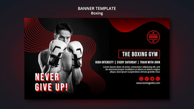 PSD gratuit modèle de bannière de boxe avec photo