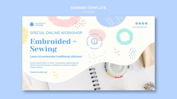 PSD gratuit modèle de bannière brodé