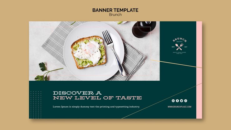 PSD gratuit modèle de bannière avec brunch