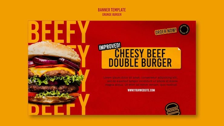 PSD gratuit modèle de bannière de burger grunge
