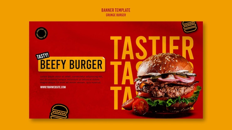PSD gratuit modèle de bannière de burger grunge