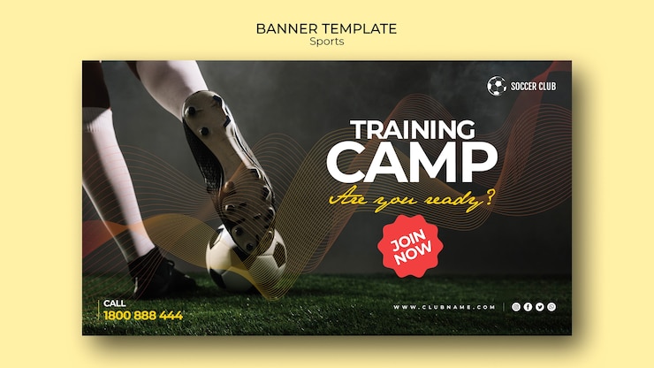 PSD gratuit modèle de bannière de camp d'entraînement de club de football