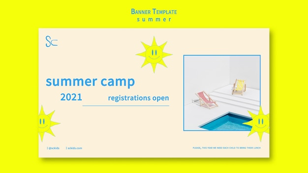 PSD gratuit modèle de bannière de camp d'été