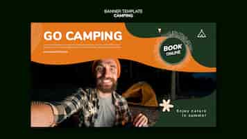 PSD gratuit modèle de bannière de camping design plat