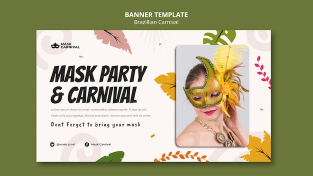 PSD gratuit modèle de bannière de carnaval brésilien