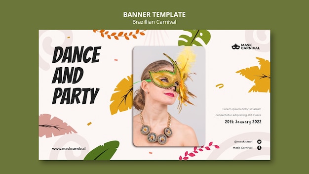 PSD gratuit modèle de bannière de carnaval brésilien