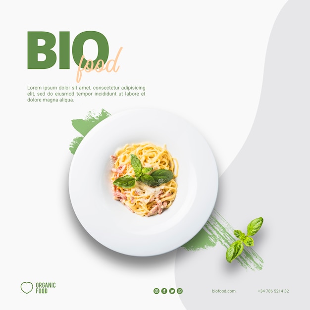 Modèle De Bannière Carrée Bio Food