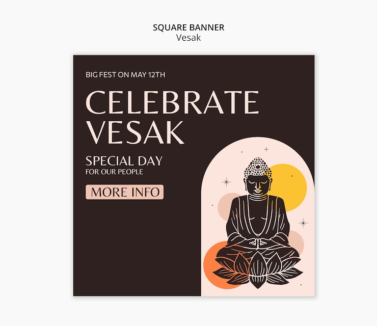 PSD gratuit le modèle de bannière carrée de vesak