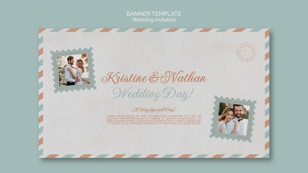 PSD gratuit modèle de bannière de carte postale de mariage