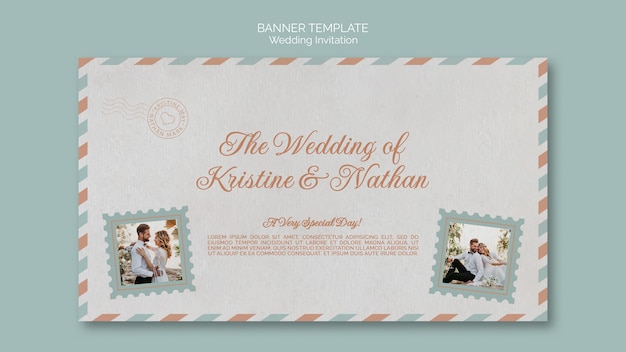 PSD gratuit modèle de bannière de carte postale de mariage