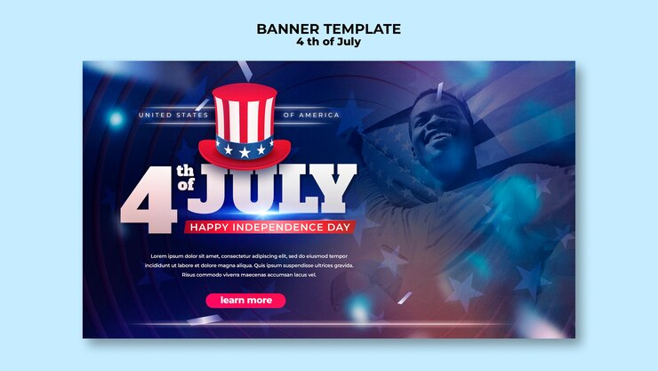 PSD gratuit modèle de bannière de célébration du 4 juillet