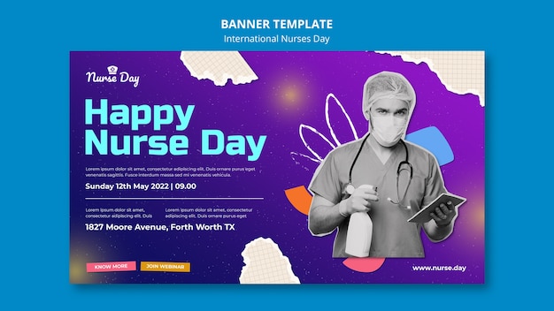 Modèle de bannière de célébration de la journée des infirmières heureuses