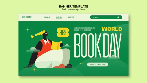 Modèle de bannière de célébration de la journée mondiale du livre