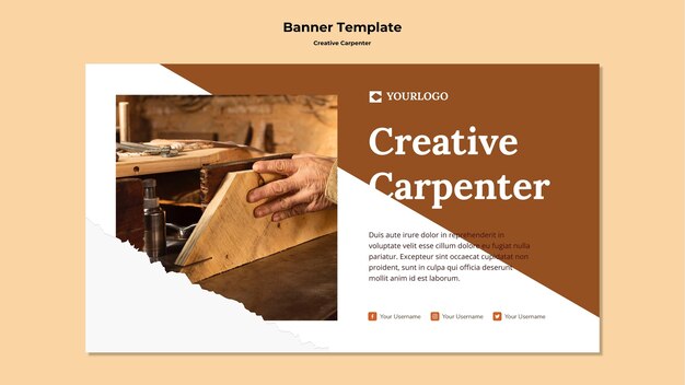 Modèle de bannière de charpentier créatif