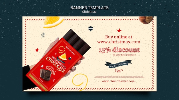 PSD gratuit modèle de bannière de chocolat de noël