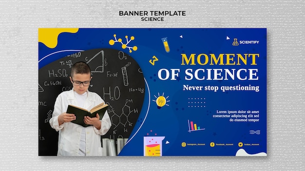 PSD gratuit modèle de bannière de classe de sciences