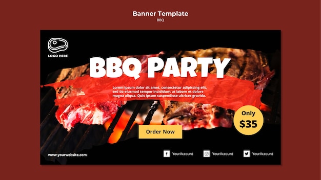 PSD gratuit modèle de bannière avec concept de barbecue