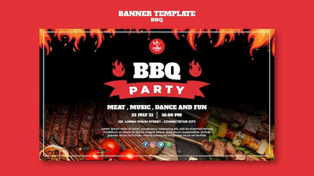 PSD gratuit modèle de bannière de concept de barbecue