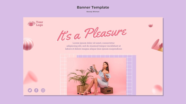 PSD gratuit modèle de bannière de concept beauté femme