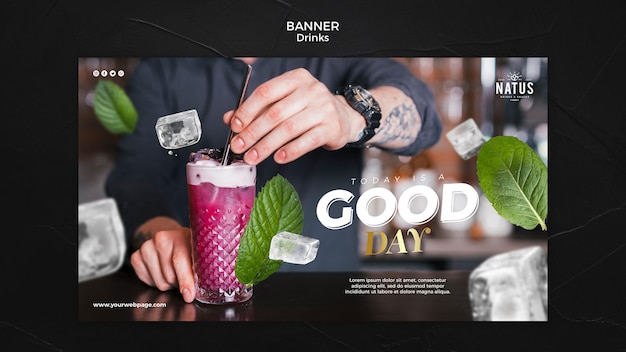 PSD gratuit modèle de bannière de concept de boissons